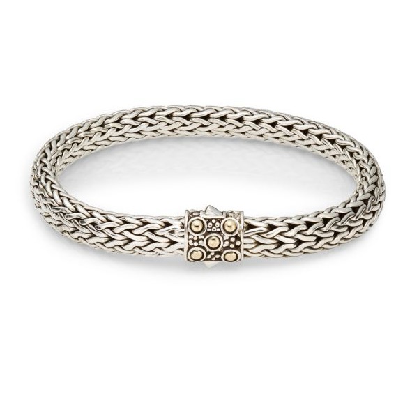 John Hardy Dot Sterling Silver  18k Yellow Gold Bracelet